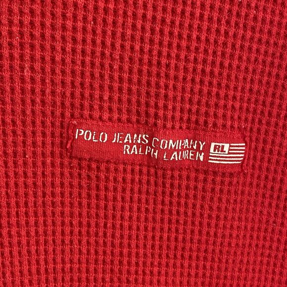 Vintage Polo Jeans Ralph Lauren Shirt Mens Extra Large Red Waffle Knit Thermal - Picture 2 of 7
